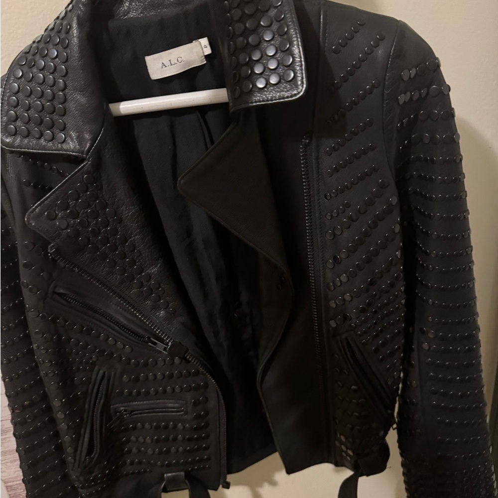 A.L.C. Black Leather Jacket with Stud Accents limited edition classic